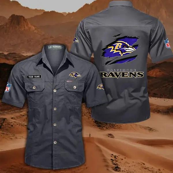 Baltimore Ravens Men’s Short Sleeve Cargo Shirts New 2025 AZBT2DCGS000003