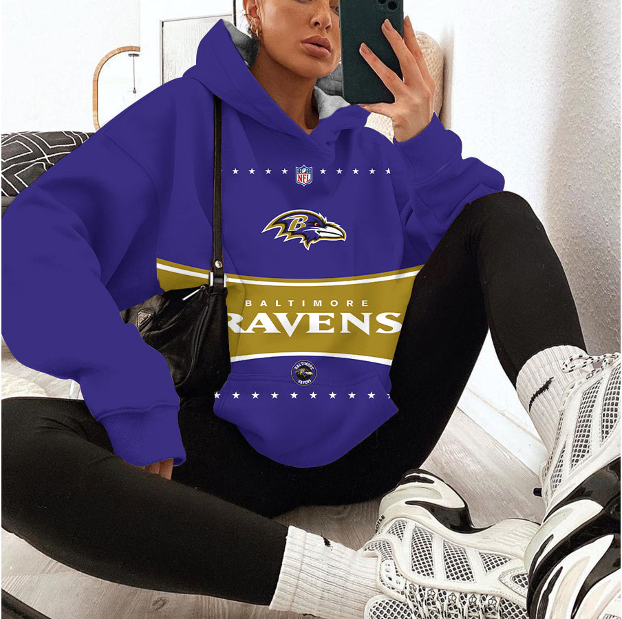 Baltimore Ravens Printed Hooded Pocket Pullover Hoodie AZBTPH000038