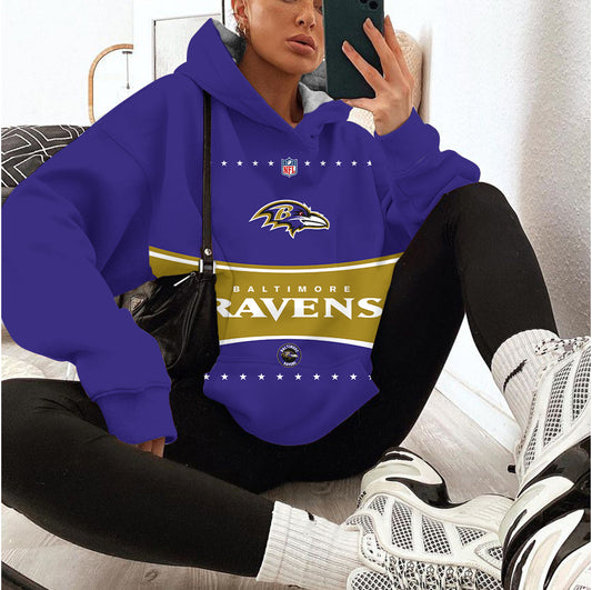 Baltimore Ravens Printed Hooded Pocket Pullover Hoodie AZBTPH000038