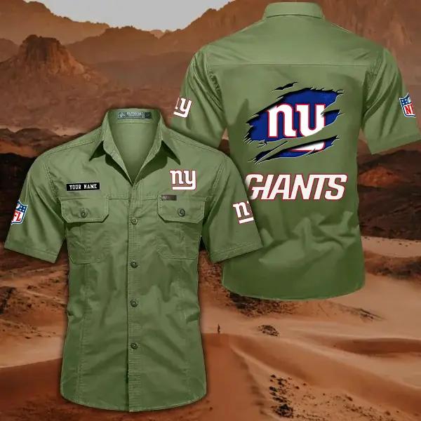 New York Giants Men’s Short Sleeve Cargo Shirts New 2025 AZBT2DCGS000024