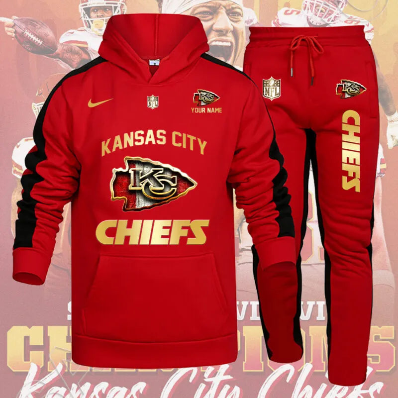 Kansas City Chiefs Personalized Golden Logo Hoodie Set AZBTHS000016