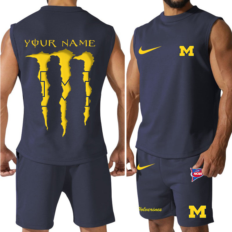 Michigan Wolverines Colorful Combo Men Jersey Tank Top and Shorts AZBTCMJTTS000065