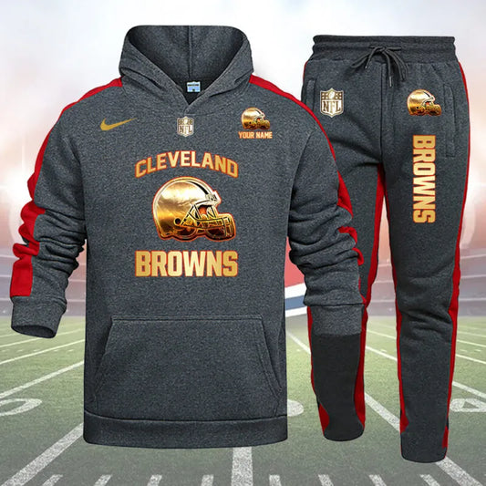 Cleveland Browns Personalized Golden Logo Hoodie Set AZBTHS000008