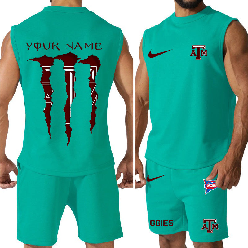 Texas A&M Aggies Colorful Combo Men Jersey Tank Top and Shorts AZBTCMJTTS000067