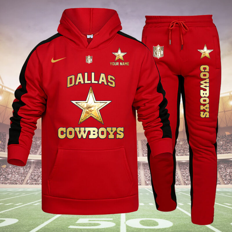 Dallas Cowboys Personalized Golden Logo Hoodie Set AZBTHS000009