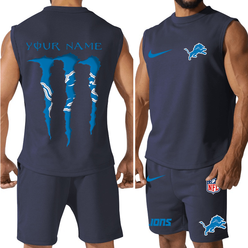 Detroit Lions Colorful Combo Men Jersey Tank Top and Shorts AZBTCMJTTS000016