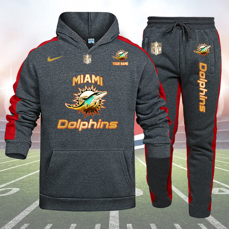 Miami Dolphins Personalized Golden Logo Hoodie Set AZBTHS000020