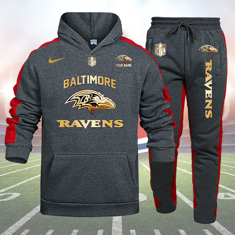 Baltimore Ravens Personalized Golden Logo Hoodie Set AZBTHS000003