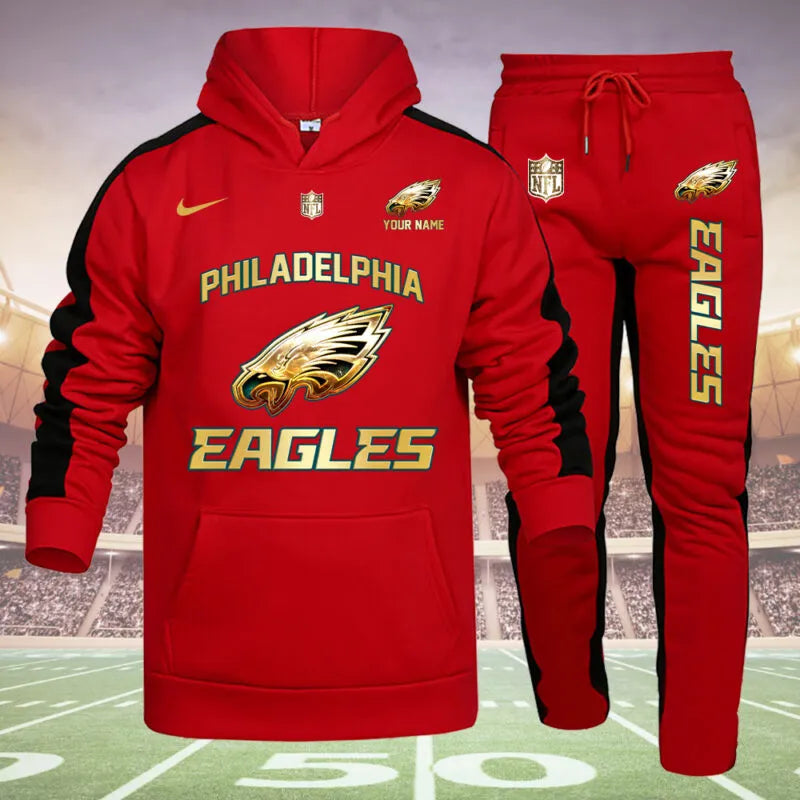 Philadelphia Eagles Personalized Golden Logo Hoodie Set AZBTHS000026