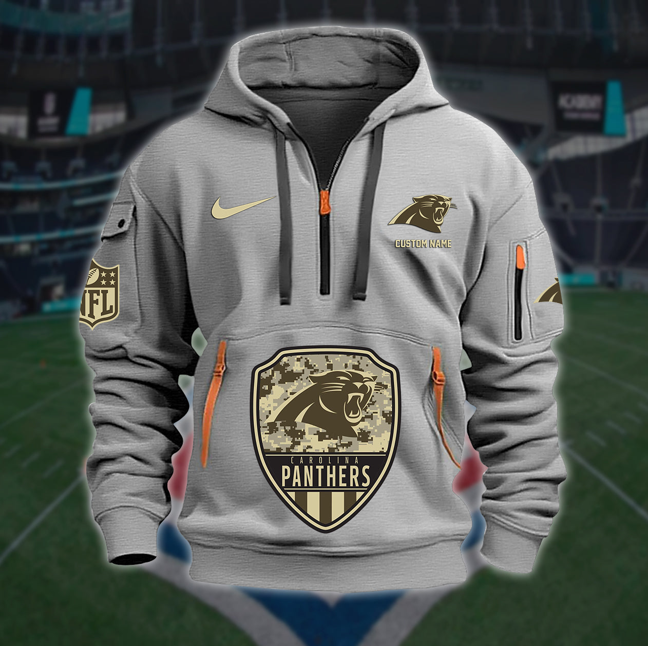 Carolina Panthers New Personalized Quarter Zip Hoodie Limited Edition AZBTQZH000192