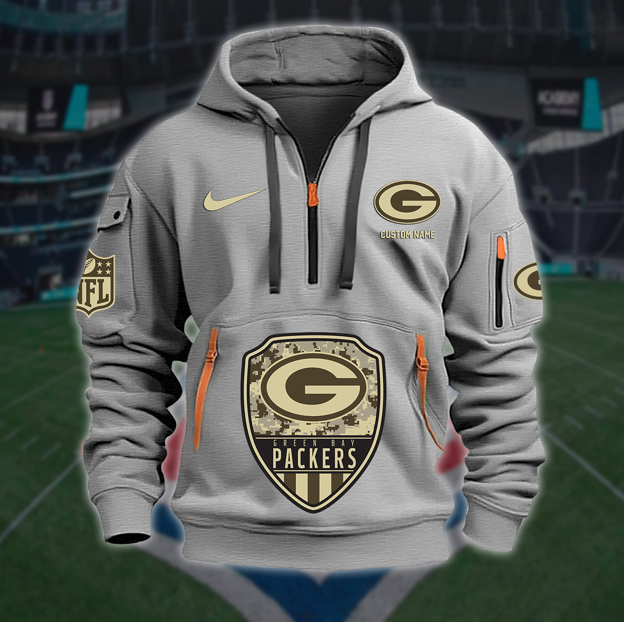 Green Bay Packers New Personalized Quarter Zip Hoodie Limited Edition AZBTQZH000183