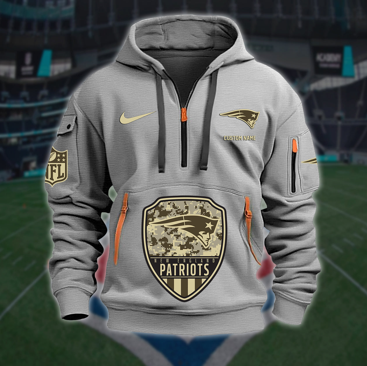 New England Patriots New Personalized Quarter Zip Hoodie Limited Edition AZBTQZH000196