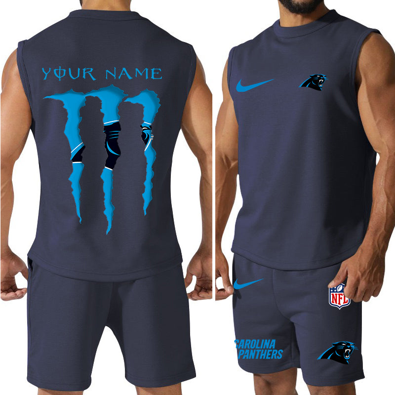 Carolina Panthers Colorful Combo Men Jersey Tank Top and Shorts AZBTCMJTTS000010