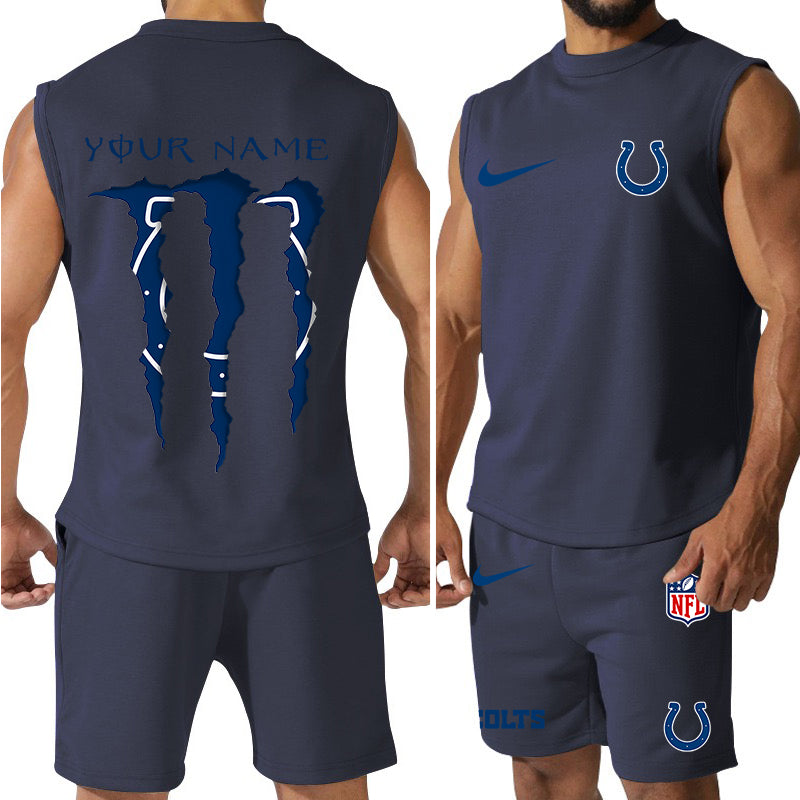 Indianapolis Colts Colorful Combo Men Jersey Tank Top and Shorts AZBTCMJTTS000019