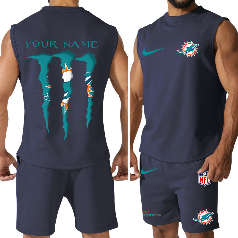 Miami Dolphins Colorful Combo Men Jersey Tank Top and Shorts AZBTCMJTTS000022