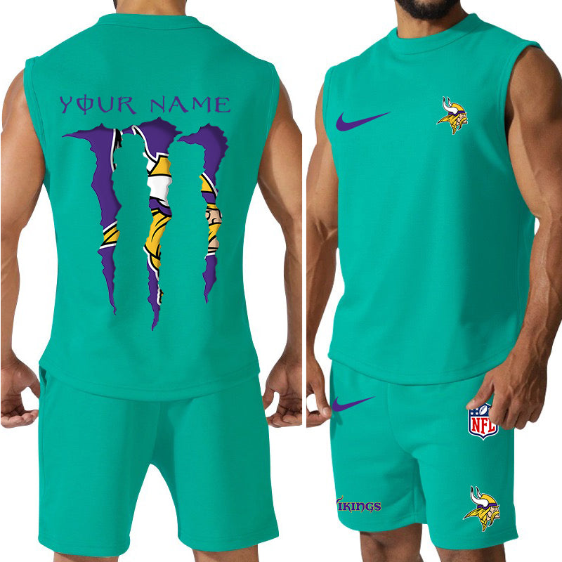 Minnesota Vikings Colorful Combo Men Jersey Tank Top and Shorts AZBTCMJTTS000023