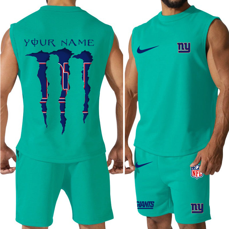 New York Giants Colorful Combo Men Jersey Tank Top and Shorts AZBTCMJTTS000026