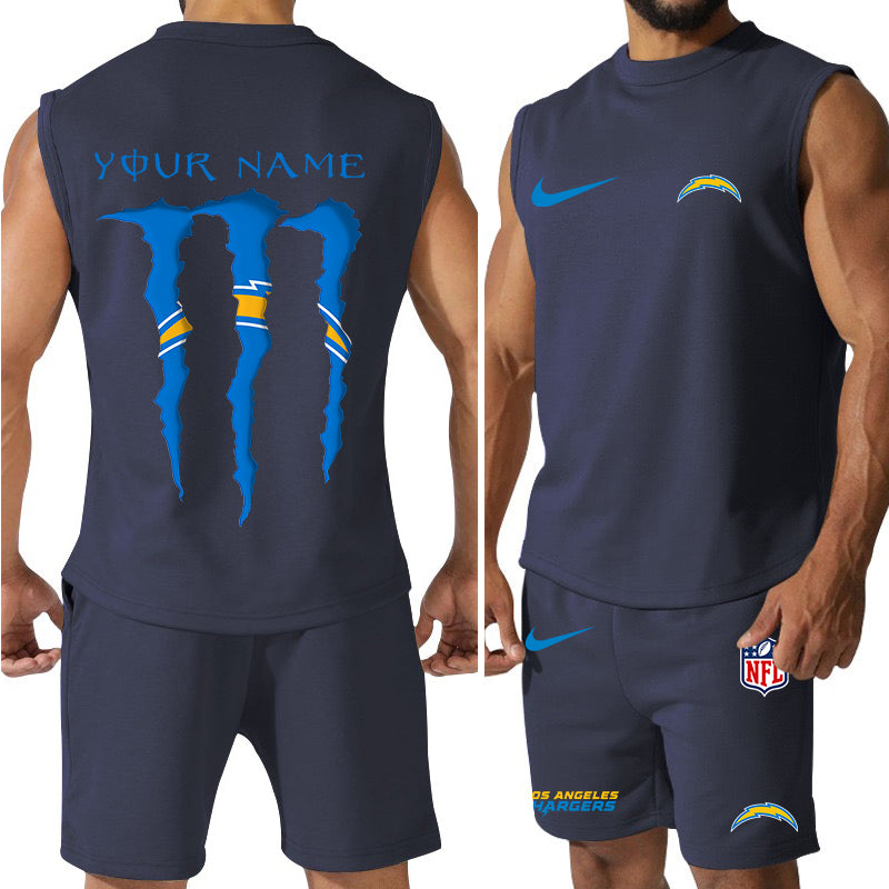 Los Angeles Chargers Colorful Combo Men Jersey Tank Top and Shorts AZBTCMJTTS000032