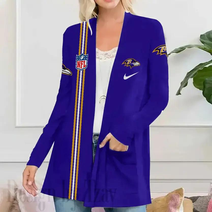 Baltimore Ravens Women Patch Pocket Cardigan BT015