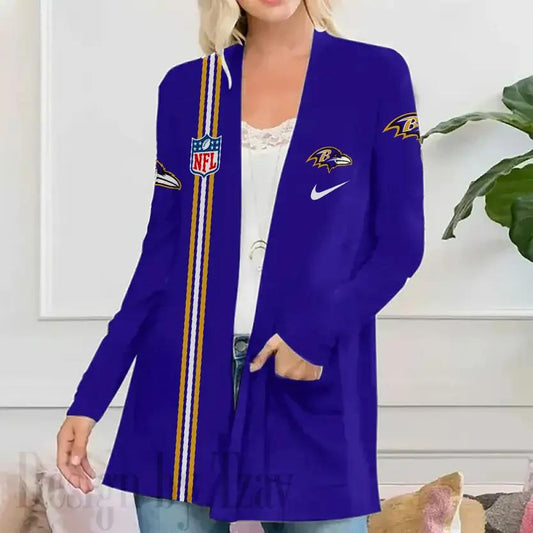 Baltimore Ravens Women Patch Pocket Cardigan BT015