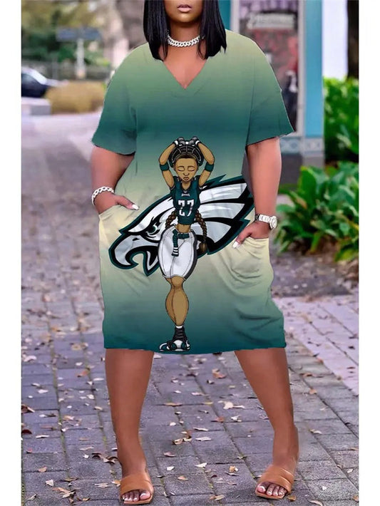 Philadelphia Eagles V-neck Casual Pocket Dress Limited Edition AZBTVCPD000110