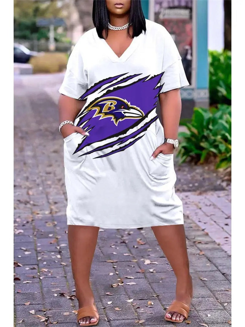 Baltimore Ravens V-neck Casual Pocket Dress Limited Edition AZBTVCPD000179