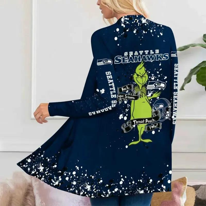 Seattle Seahawks Women Patch Pocket Cardigan BT176