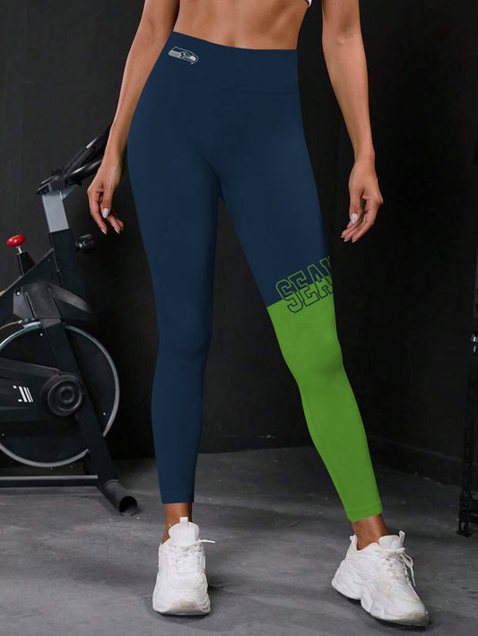 Seattle Seahawks High Waist Push Up Printed Leggings (2)