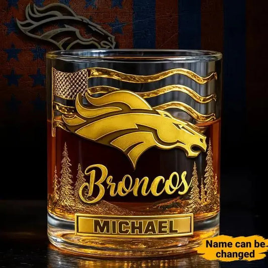 Denver Broncos Golden Logo Whiskey Glass SP16