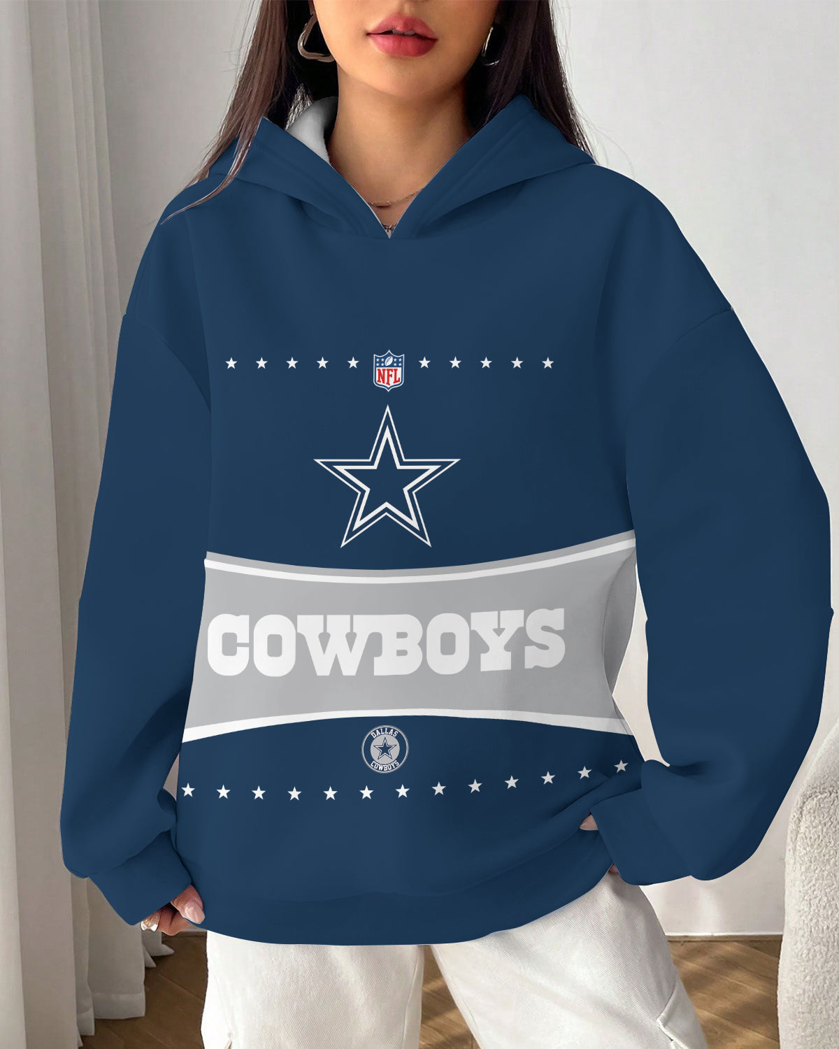 Dallas Cowboys Printed Hooded Pocket Pullover Hoodie AZBTPH000054