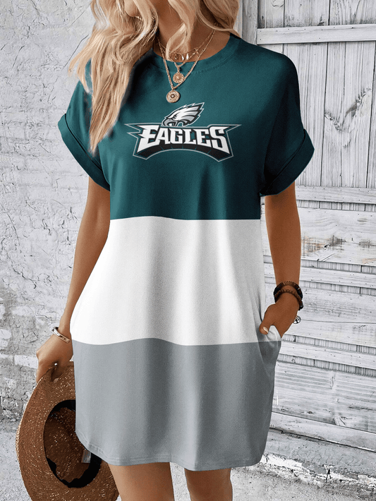 Philadelphia Eagles Women Hidden Pocket Batwing Casual Dress AZDDBWCD000061