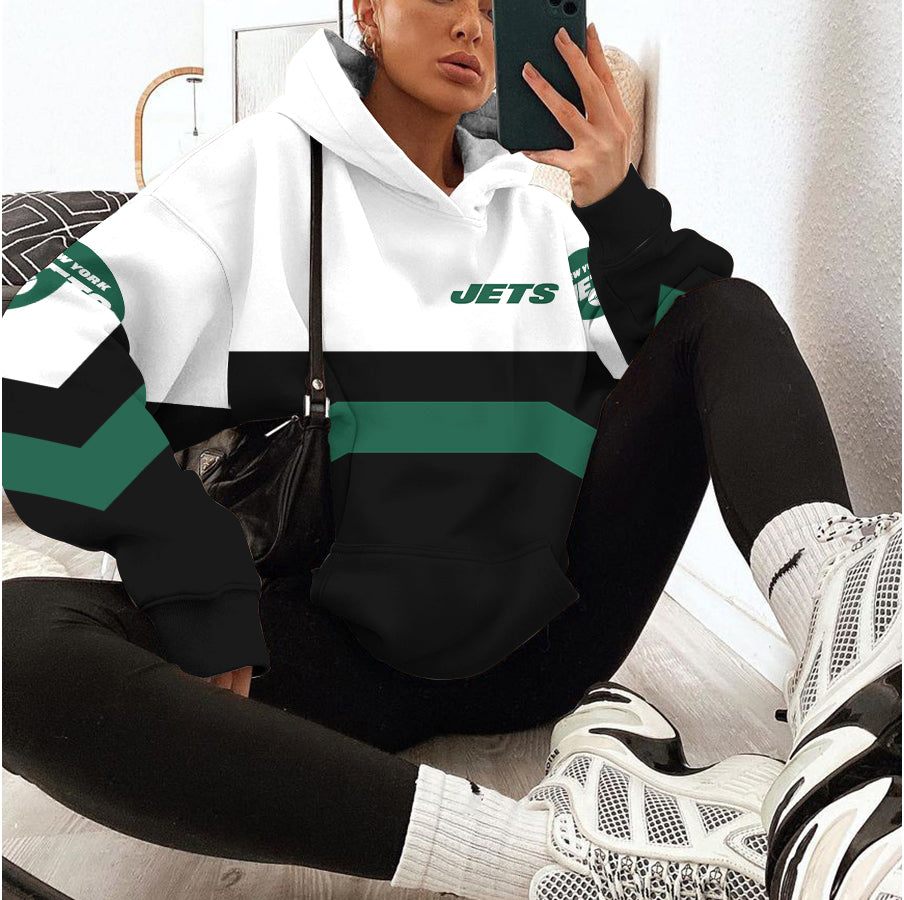 New York Jets Printed Hooded Pocket Pullover Hoodie AZBTPH000005