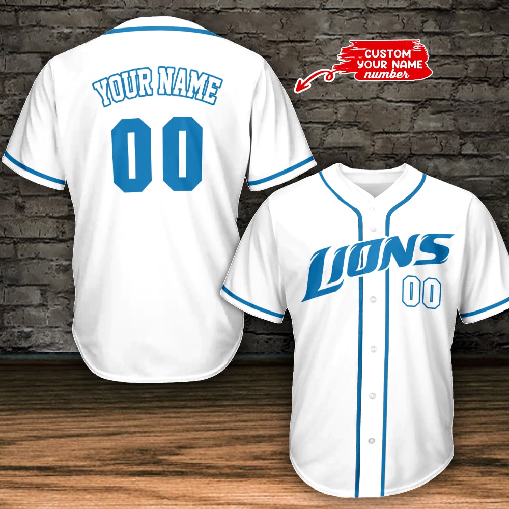 Detroit Lions Personalized Baseball Jersey BG781