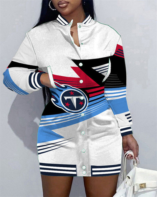 Tennessee Titans Women Button Down Jacket Dress AZBTBDJD000359