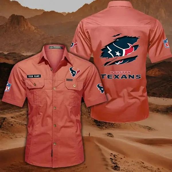 Houston Texans Men’s Short Sleeve Cargo Shirts New 2025 AZBT2DCGS000013