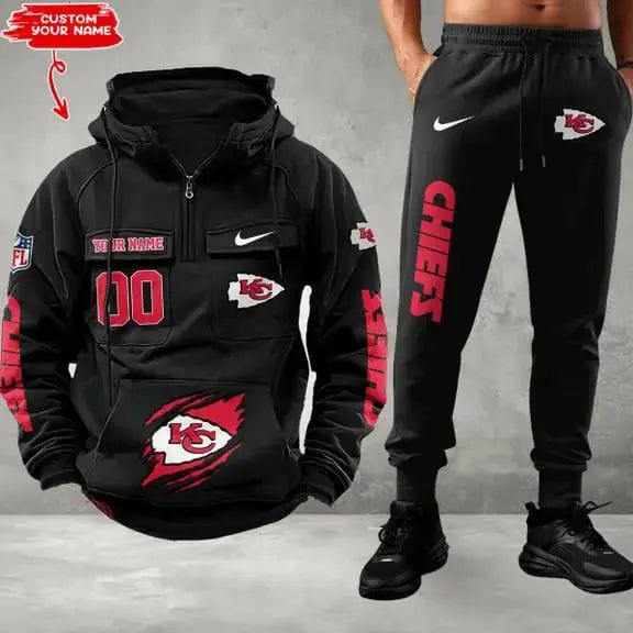 Kansas City Chiefs Combo Multi-Pockets Hoodie And Pants EM13