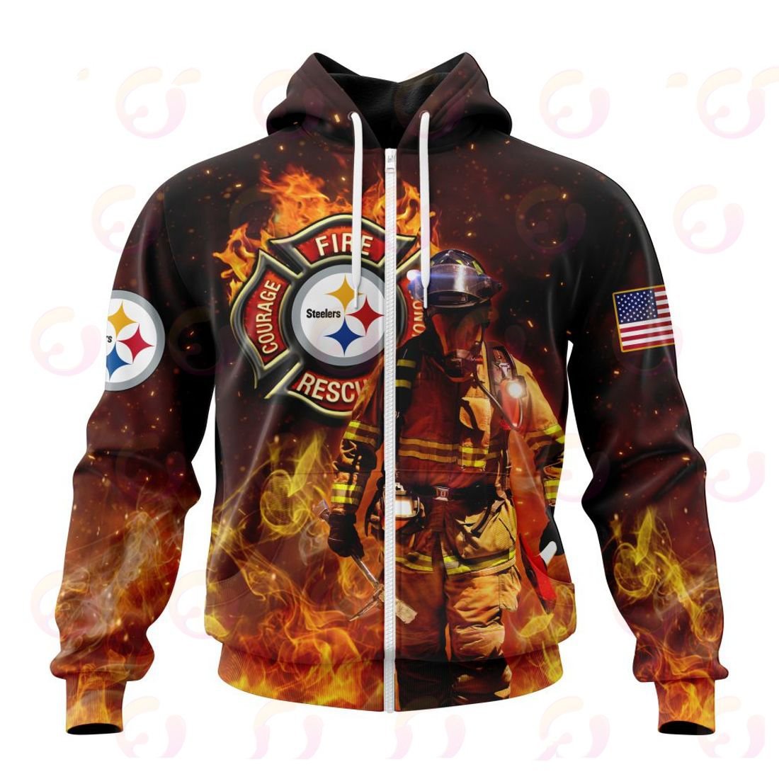 Pittsburgh Steelers Honor Firefighters – First Responders All Over Printed T-shirt Sweatshirt Hoodie AZCHD850