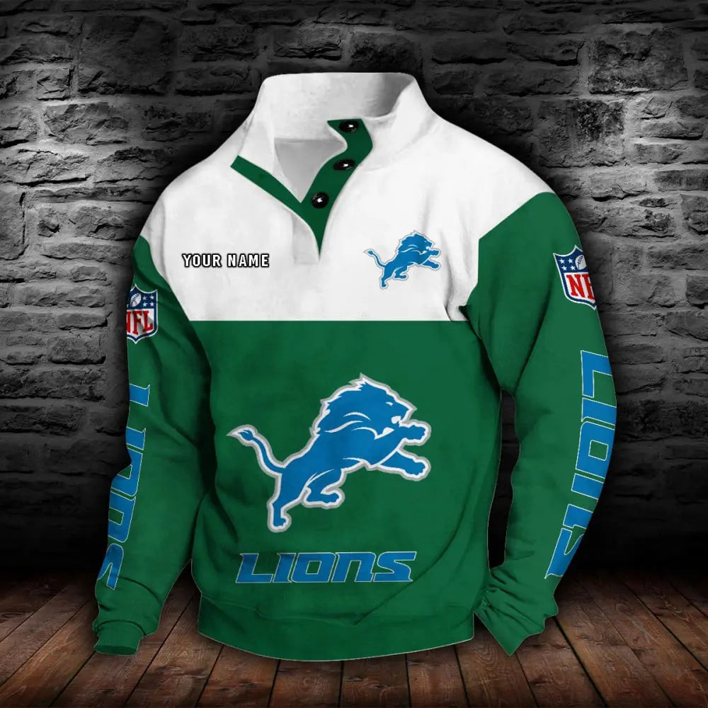 Detroit Lions New Personalized Colorful Stand Collar Sweatshirt  AZBTSCSW000010