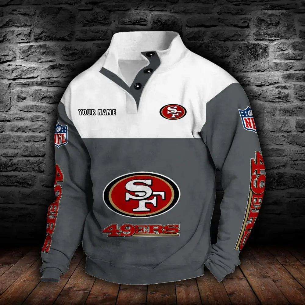 San Francisco 49ers New Personalized Colorful Stand Collar Sweatshirt  AZBTSCSW000027