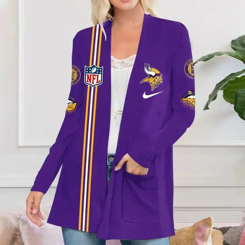 Minnesota Vikings Women Patch Pocket Cardigan BT121
