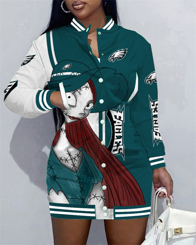Philadelphia Eagles Women Button Down Jacket Dress AZBTBDJD000090