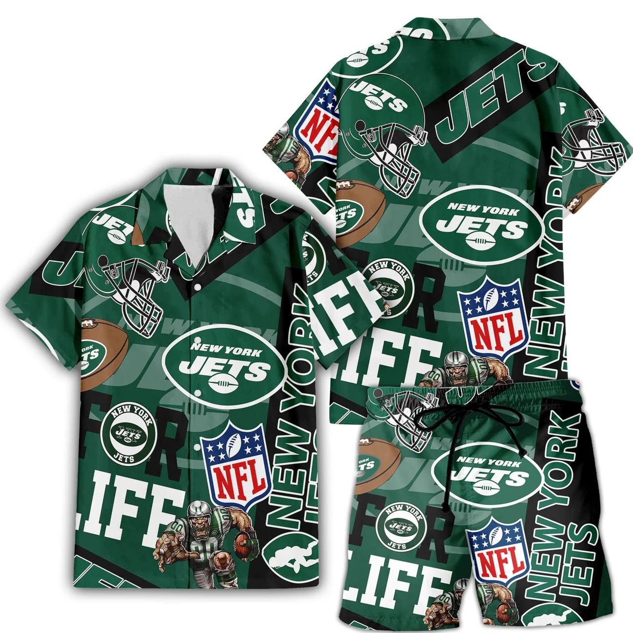 New York Jets Custom Limited Edition For Life Hawaiian Shirt and Shorts AZHAHWSS000248