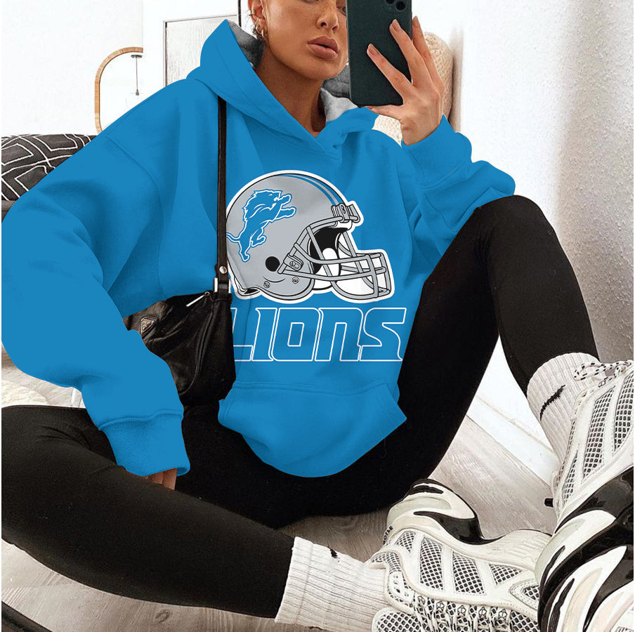 Detroit Lions Printed Hooded Pocket Pullover Hoodie AZBTPH000055