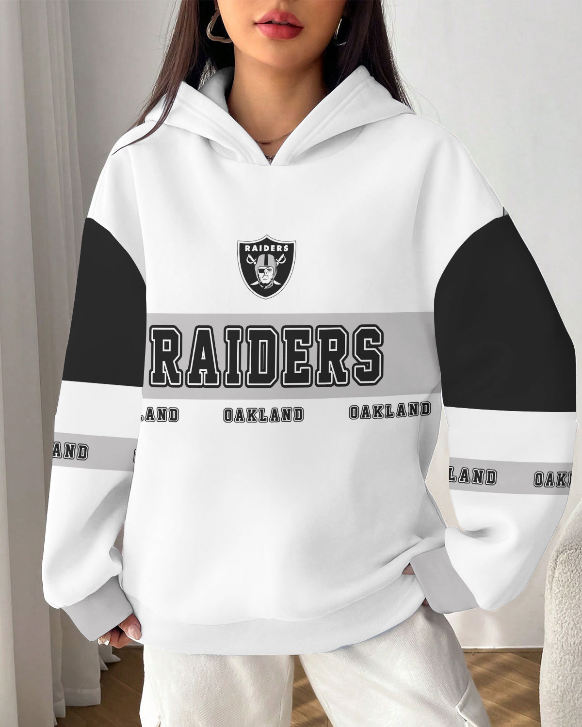 Las Vegas Raiders Printed Hooded Pocket Pullover Hoodie AZBTPH000101