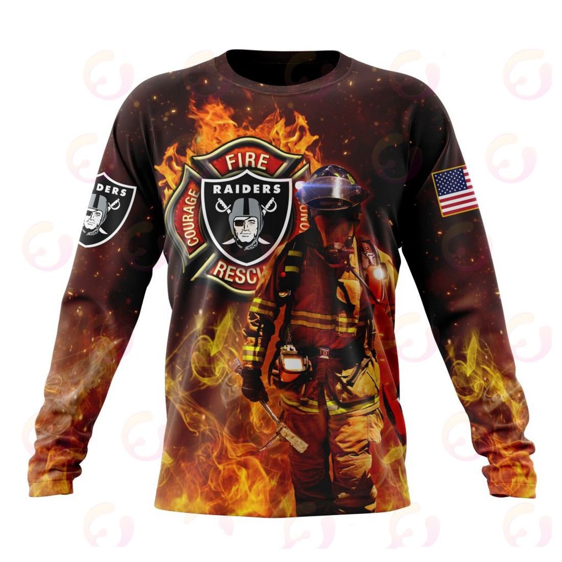Las Vegas Raiders Honor Firefighters – First Responders All Over Printed T-shirt Sweatshirt Hoodie AZCHD840