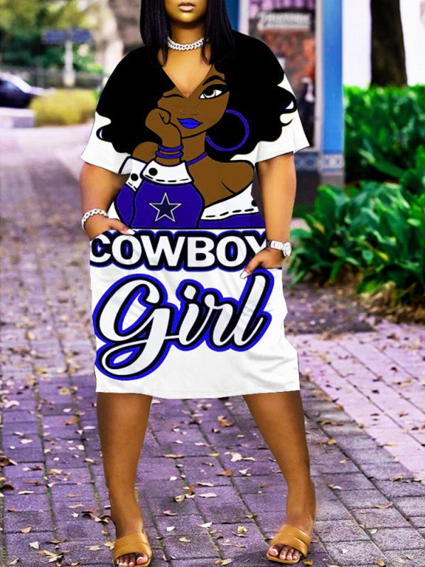 Dallas Cowboys V-neck Casual Pocket Dress Limited Edition AZBTVCPD000216