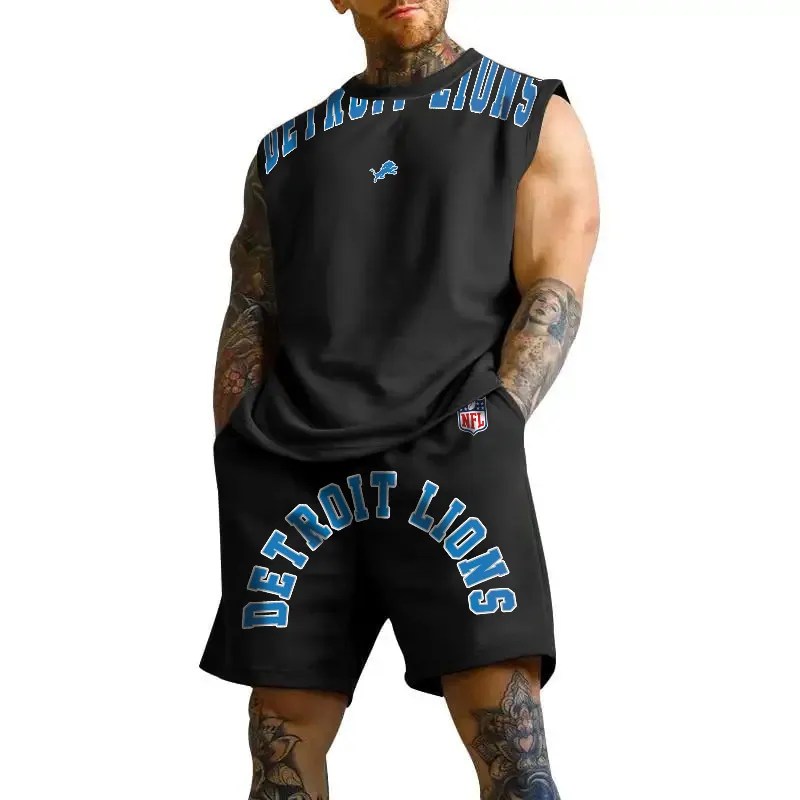 Detroit Lions Combo Men Jersey Tank Top and Shorts AZICOTATTMS00022