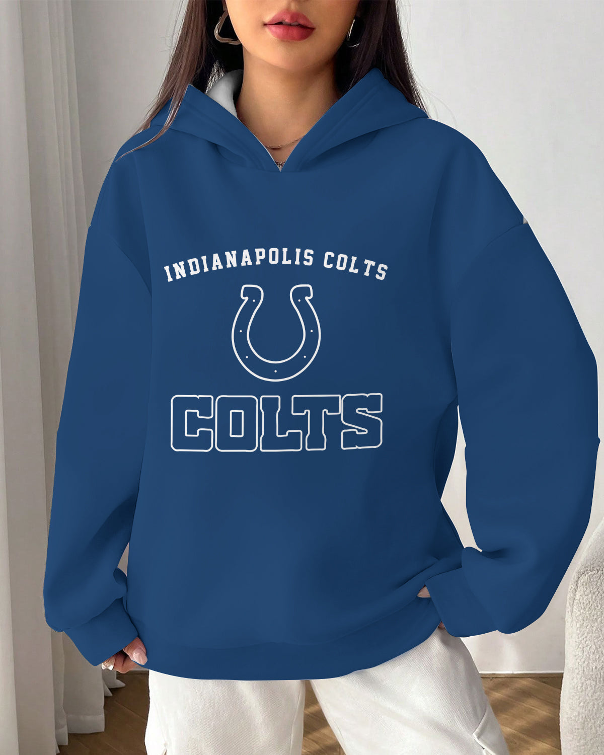 Indianapolis Colts Printed Hooded Pocket Pullover Hoodie AZBTPH000081