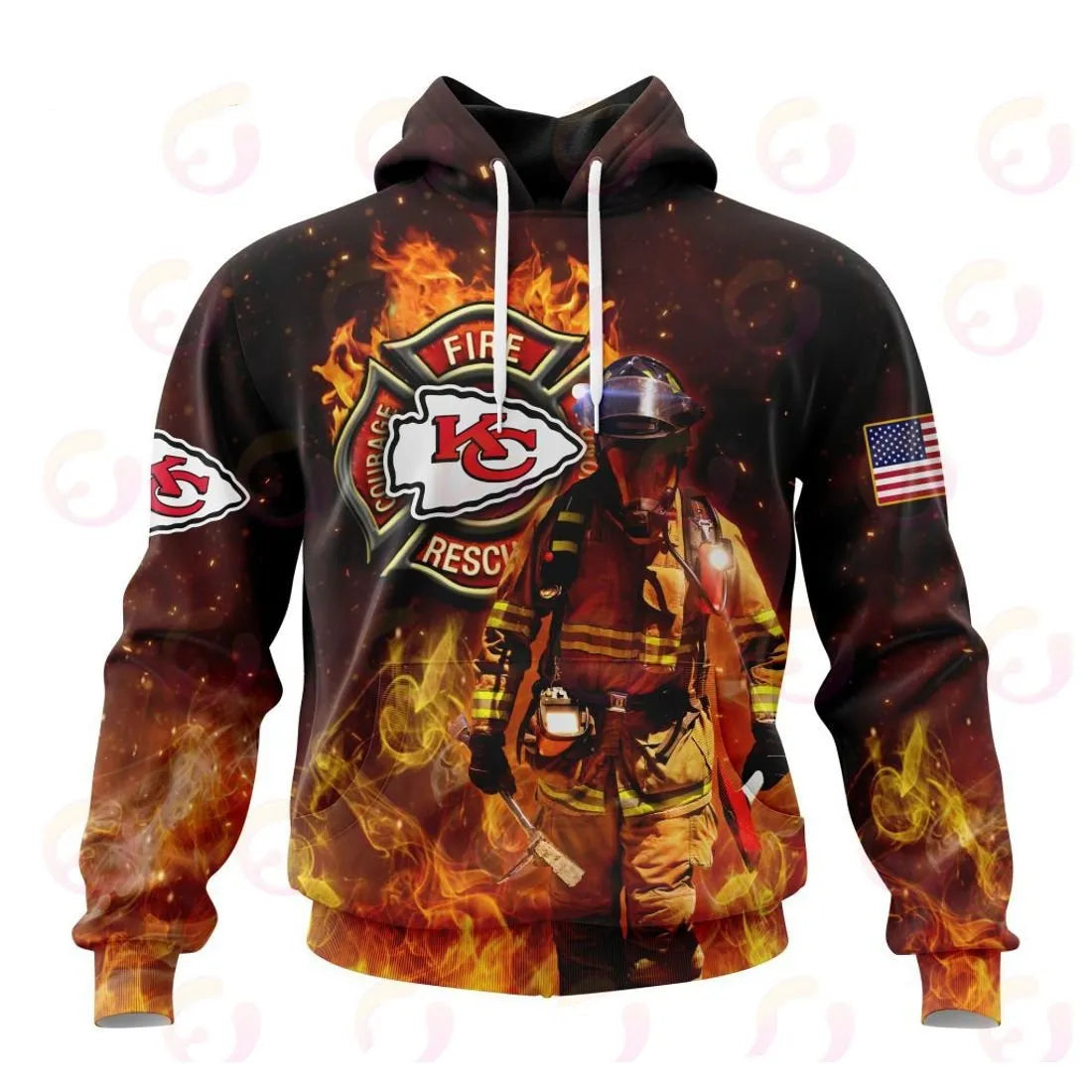 Kansas City Chiefs Honor Firefighters – First Responders All Over Printed T-shirt Sweatshirt Hoodie AZCHD839