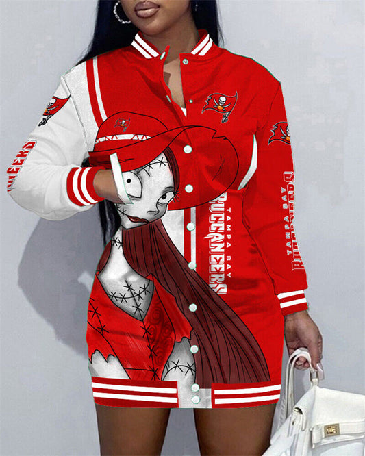 Tampa Bay Buccaneers Women Button Down Jacket Dress AZBTBDJD000200